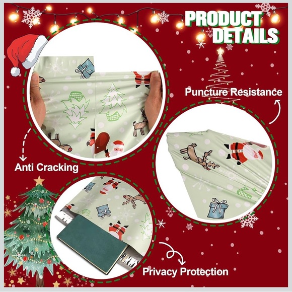 10 Poly Mailers 6x9 Variety Pack Christmas NIP - Picture 9 of 14